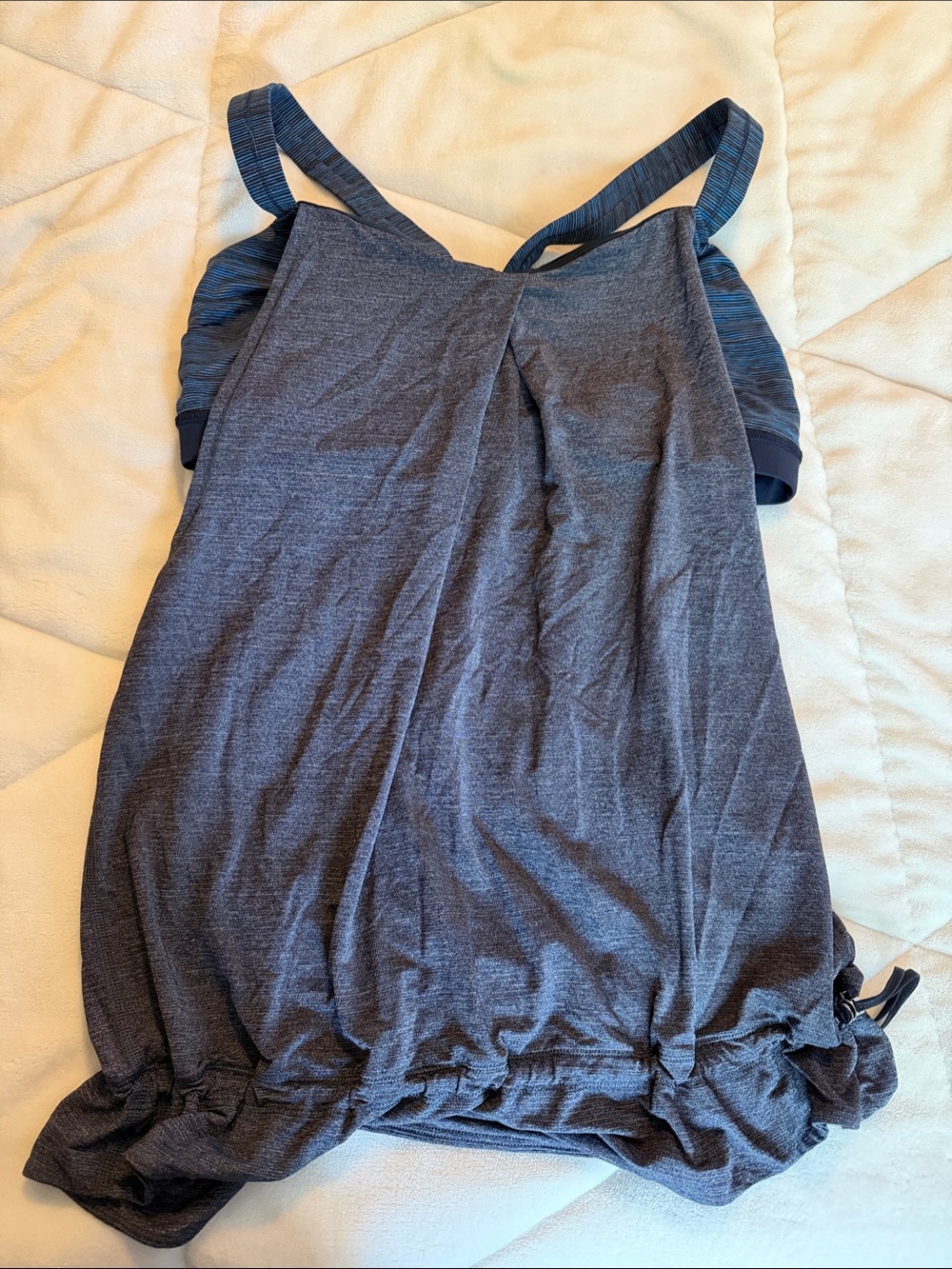Lulu Heathered Navy Active Tank with Shelf Bra